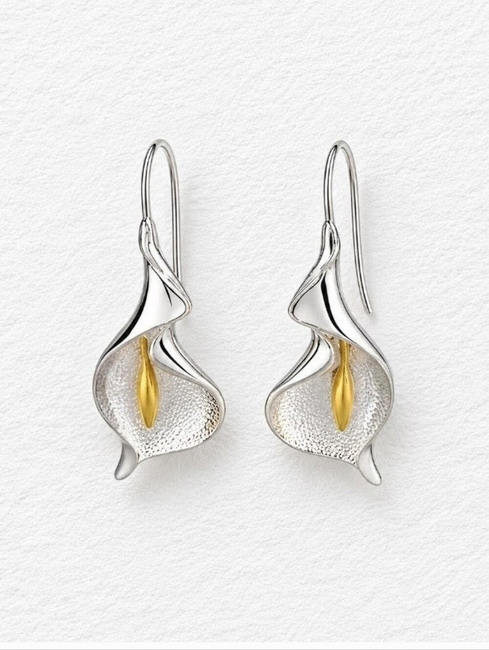 Pick 3 for $30 Silver and Gold Two-Tone Calla Lily Drop Earrings